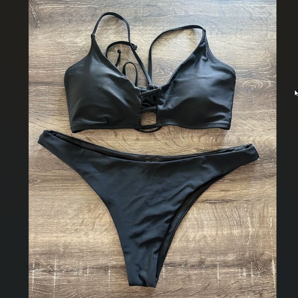 RELLECIGA Swim Black Bikini TOP XL / BOTTOM XXL